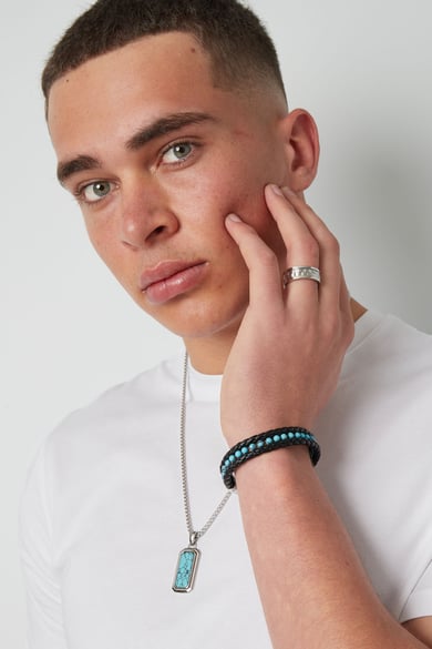 Mannen ketting met hanger - turquoise  h5 Afbeelding5